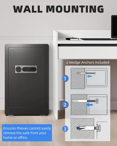 Vista 8 de DAYI Caja fuerte, caja fuerte de 4.0 pies cúbicos para el hogar con teclado digital, alarma dual y bolsa ignífuga, caja fuerte de seguridad
