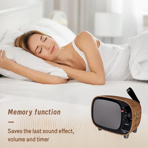 Vista 2 de Máquina de sonido para dormir para adultos, diseño retro de TV de los años 60, máquina de ruido blanco para dormir con 10 sonidos relajantes