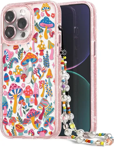 Vista 28 de Compatible para iPhone 13 Funda Bonita Estética - Funda para Teléfono Rosa con Purpurina con Protector de Cámara - Diseño de Cubierta