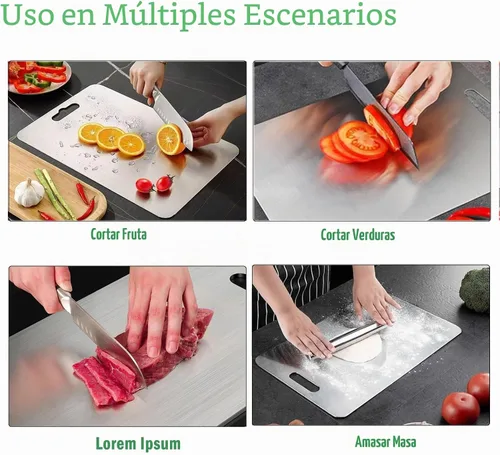 Vista 2 de Tablas de cortar para cocina, tablas de cortar de titanio 2026, tabla de cortar de metal antiadherente de doble cara para cortar carne, verduras