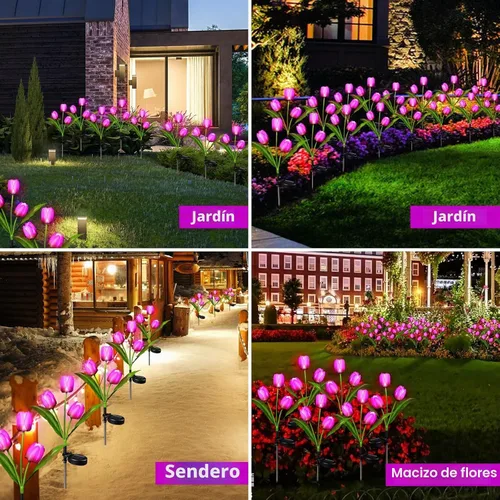 Vista 6 de Aolyty - Luces solares de tulipán, IP65 impermeable para jardín
