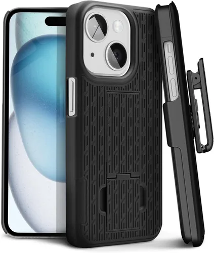 Vista 10 de MOTIVE Funda para iPhone 14, funda con clip para cinturón para Apple iPhone 14, funda protectora delgada y resistente a prueba de golpes con soporte