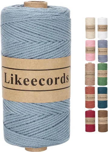 Vista 48 de Likeecords 100% Hilo de Ganchillo de Algodón Cordón de Bolsa de 2mm 170m Cordón de Macramé de 2mm Hilo de Crochet Cuerda de Macramé Regalo para Verde