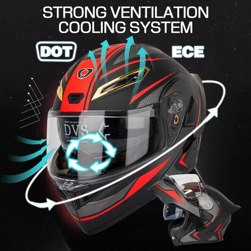 Vista 2 de Casco modular Bluetooth para motocicleta, certificado DOT, abatible, de cara completa, antivaho, doble máscara, casco de motocicleta de calle