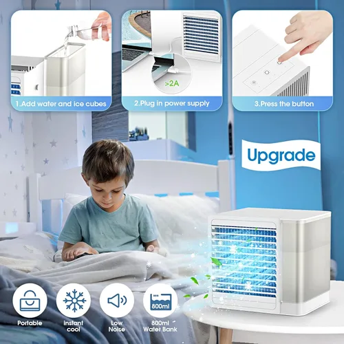 Vista 5 de OCROUKI Aire acondicionado portátiles mini enfriador de aire de escritorio con tanque de agua de 271fl oz alimentación por USB aire acondicionado