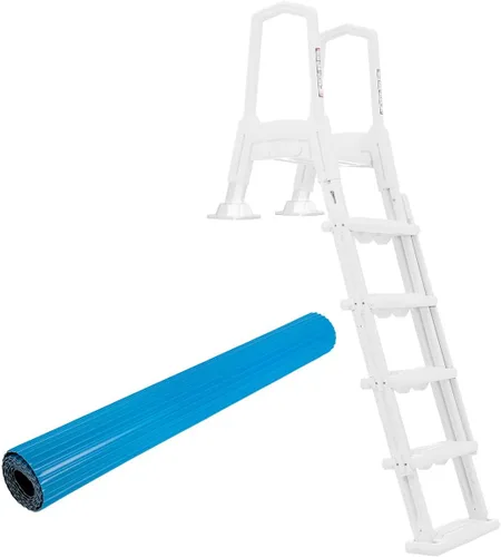Vista 11 de XtremepowerUS Escalera para Piscina Elevada con Alfombrilla Protectora – Sistema de Escalones de Entrada Inclinada + Almohadilla de 10 x 24 Pulgadas