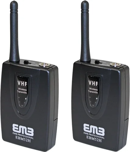 Vista 5 de EMB Sistema de micrófono inalámbrico profesional EBM52H Dual VHF - Micrófonos profesionales manos libres para presentaciones, fitness, karaoke