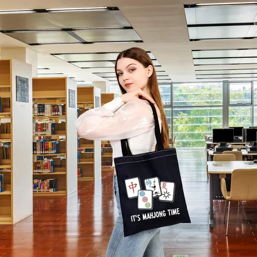 Vista 4 de BDPWSS Mahjong Tote Bag Mahjong Lover Gift Mahjong Fan Gift Mahjong Player Gift It's Mahjong Time Mahjong Game Gift