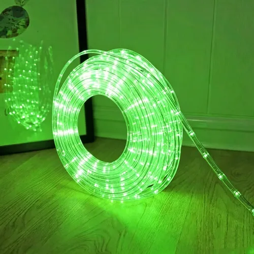 Vista 8 de DINGFU Tira de luces LED de 33 pies, luces de cuerda azul de 110V y 2 cables, impermeables, con 240 LED, luces de cuerda azul para Navidad al aire