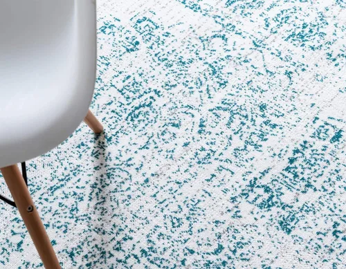 Vista 8 de Unique Loom Aarhus Collection - Alfombra vintage con borde AAR003, 3 x 5 pies, crema/verde azulado