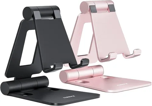 Vista 10 de Nulaxy 2 Pack Soporte Plegable Dual para Teléfono Celular, Soporte de Escritorio Completamente Ajustable Compatible con iPhone 17 16 15 14 13 12 11