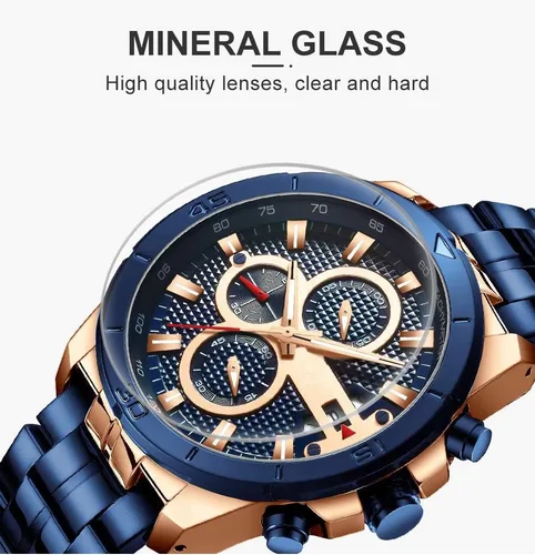 Vista 2 de FANMIS Reloj de pulsera de cuarzo analógico de acero inoxidable impermeable para hombre