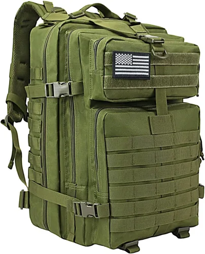 Vista 14 de WOLT Mochila táctica para hombres 45L, mochila militar grande de 3 días, mochila de asalto Molle Rucking mochila senderismo supervivencia, negro