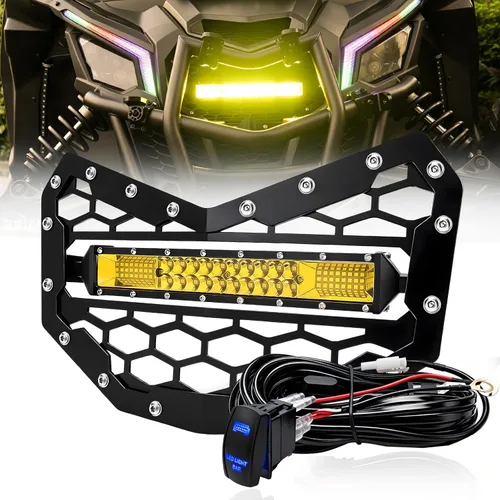 Vista 10 de Chelhead Can AM X3 Parrilla con Barra de Luz LED Delgada de 11 Pulgadas Haz Combinado y Arnés de Cableado Compatible con Can-Am Maverick X3 2016