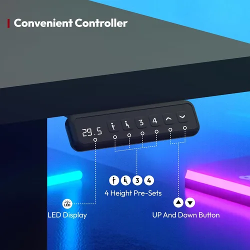 Vista 6 de SANODESK - Escritorio de pie en forma de L, altura ajustable, escritorio de esquina eléctrico, mesa de computadora ajustable de 63 x 48 pulgadas