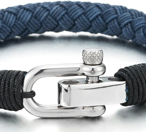 Vista 2 de COOLSTEELANDBEYOND Cuerda de algodón trenzada grande para hombre y mujer, acero inoxidable, tornillo náutico, anclaje, grillete