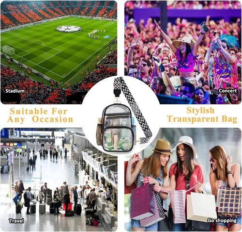 Vista 3 de Clear Bag Stadium Approved Events Concerts Sports Outdoors Water Bottle Holder,Clear Purse for Women Men Handbags