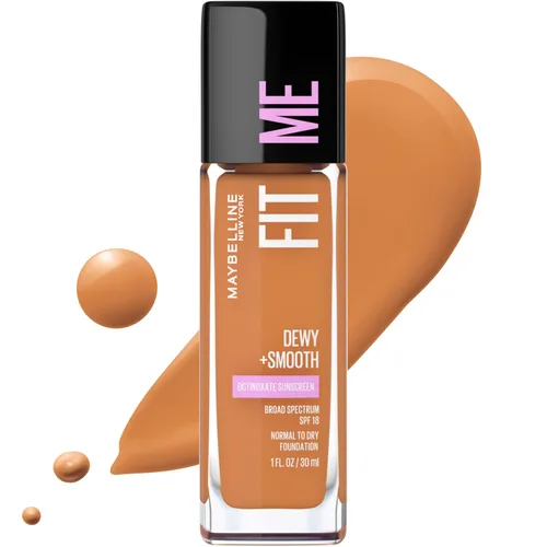 Vista 20 de Maybelline Fit Me Dewy + base líquida suave de maquillaje, Mocha, 1 unidad (el empaque puede variar)