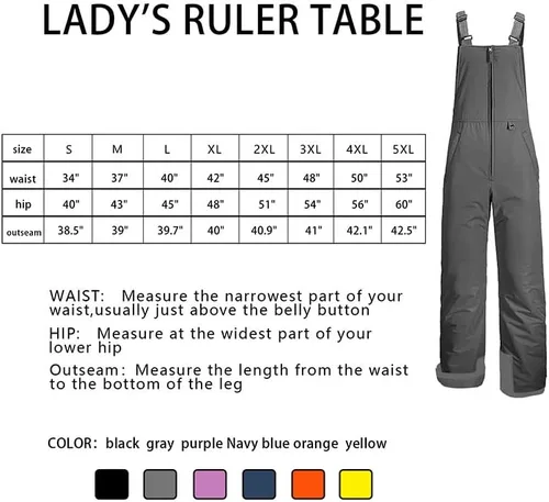 Vista 7 de Pivanzore Pantalones de esquí para mujer, overol de nieve sin mangas, impermeable, resistente al viento, aislado, para invierno, cálido