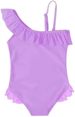 Vista 4 de NIUJNE Girls Bathing Swimsuit Toddler Suit Ruffle Butt Princess 1 Shoulder One Piece Girl Swimwear for Summer Beach