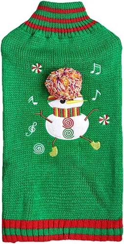 Vista 17 de Suéter de dos patas de algodón acanalado para Halloween, cuello alto a rayas alces estampado de Navidad para Teddy, Chihuahua, Shih Tzu, Yorkshire
