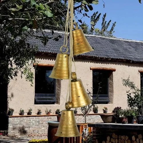 Vista 6 de Adornos dorados de campana de vaca para árbol de Navidad y puertas, decoraciones de interior para mujer