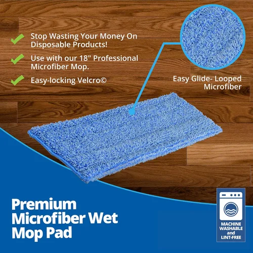 Vista 3 de Microfiber Wholesale Almohadilla húmeda de microfibra prémium de 20 pulgadas (paquete de 2) Recambios para trapeador de microfibra profesional