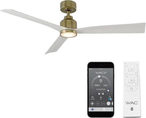 Vista 14 de Ventilador de techo inteligente compatible Clean de 3 aspas para interiores y exteriores, aluminio cepillado de 52 pulgadas con kit de luz LED