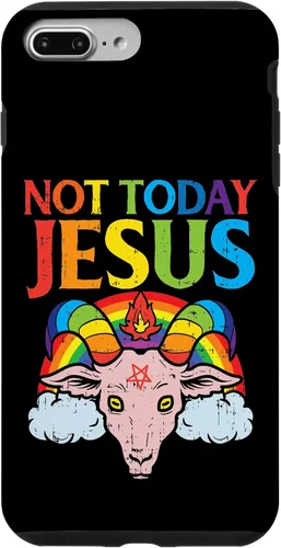 Vista 12 de Today Not Jesus Satan Goat Satanic Rainbow Satanism Gift Case for iPhone 17