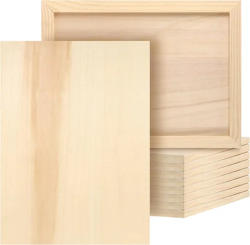Vista 9 de JOIKIT Paquete de 20 paneles de lienzo de madera de 4.7 x 4.7 pulgadas, tablero de lienzo de madera de 0.3 in de grosor, tableros de pintura