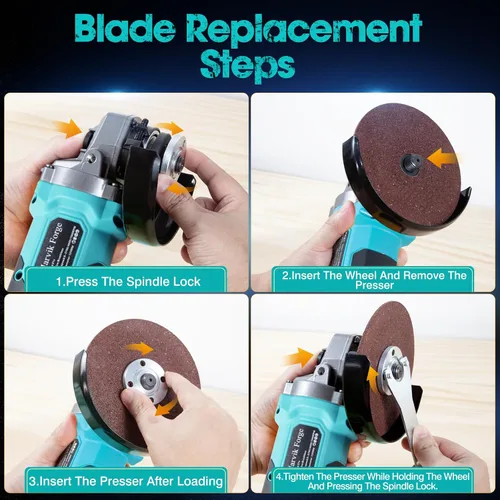 Vista 4 de Amoladora Angular Inalámbrica Compatible con Batería Makita de 18V (No Incluida), Motor sin Escobillas, Interruptor de Bloqueo, Disco de 4-1/2", 3
