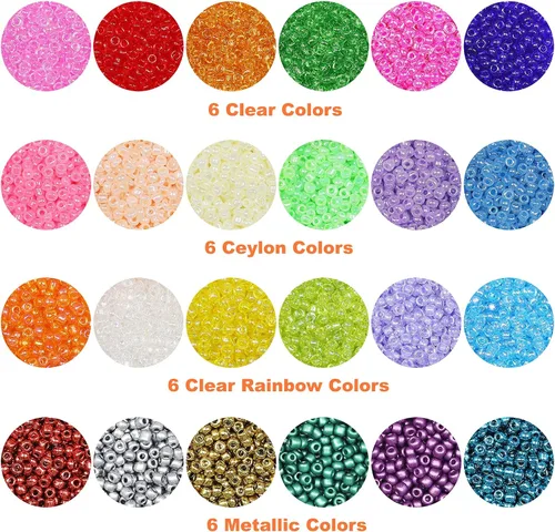 Vista 2 de Kit de 48000 piezas de cuentas de semillas de 0.079 pulgadas y cuentas del alfabeto, 12/0 suministros de fabricación de joyas ultrafinos, incluye