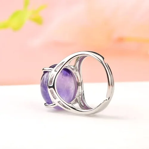 Vista 5 de TripleHub Juego de 5 anillos de piedra natural, vintage, tibetano, ajustable, curativo, de cristal, para mujeres y hombres, accesorios de joyería a