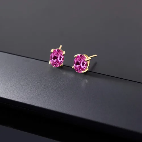 Vista 106 de Gem Stone King Aretes de oro de 14 quilates con piedra natal ovalada de 0.315 x 0.236 in Aretes de oro para mujer