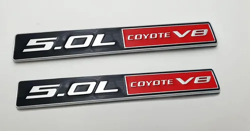Vista 5 de 2 emblemas de Coyote v8 de 5.0L, calcomanías 3D para maletero de motor, compatibles con automóvil (negro y blanco)