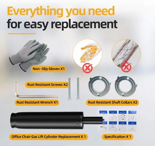 Vista 4 de MASTERY MART Kit de repuesto de cilindro de gas para silla de oficina, pistón neumático hidráulico resistente de 4 pulgadas, capacidad de 1000