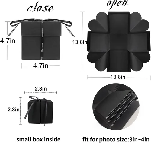Vista 5 de Wanateber Caja de explosión DIY para regalo - Recuerdo de amor, álbum de recortes, caja de fotos para regalo de cumpleaños, aniversario, boda o caja