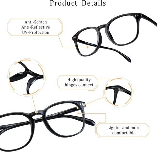 Vista 2 de LifeArt - Lentes con bloqueo de luz azul, anti fatiga, anteojos de lectura para computadora, videojuegos y televisión para hombre y mujeres