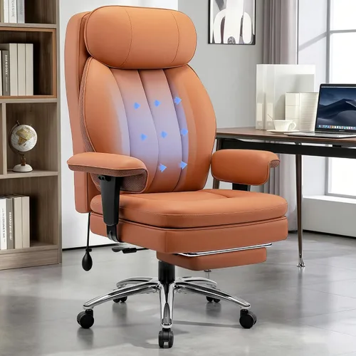 Vista 11 de BestGlory Silla de oficina grande y alta con soporte lumbar, silla de escritorio de cuero ejecutivo, silla de juegos cómoda resistente con cojín