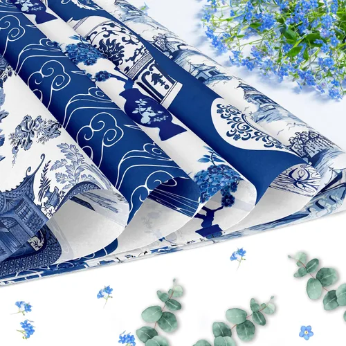Vista 7 de Papel de álbum de recortes con patrón chinoiserie, 24 hojas de cartulina de doble cara de 12 x 12 pulgadas, papel decorativo para manualidades