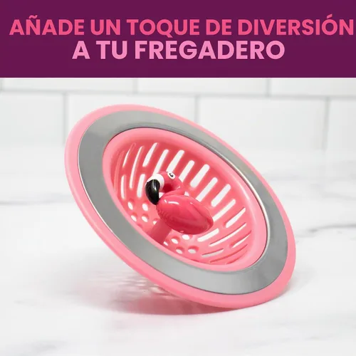 Vista 3 de Joie Flamingo - Cesta coladora para fregadero de cocina, se adapta a todos los fregaderos estándar, acero inoxidable, bonita cubierta de drenaje