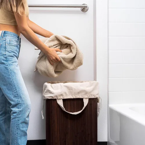 Vista 8 de Bolsas de lavandería para dormitorio universitario - Forro versátil y resistente para cesta de lavandería universitaria con cordón - Forro de cesta