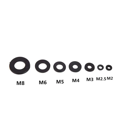 Vista 3 de Kit surtido de arandelas planas de nailon negro, 450 unidades, para tornillo M2 M2.5 M3 M4 M5 M6 M8