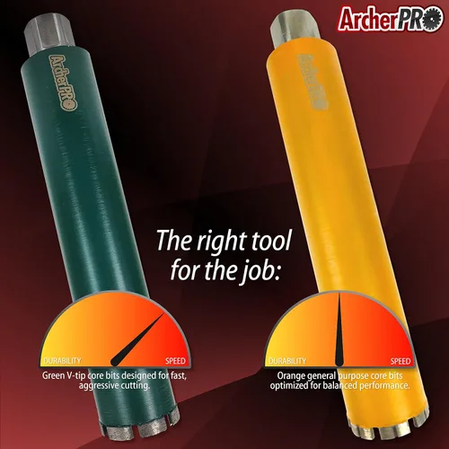 Vista 2 de Archer PRO - Brocas de diamante Turbo Core de 2 pulgadas para uso con soporte de taladro de núcleo. para perforación de hormigón, mampostería
