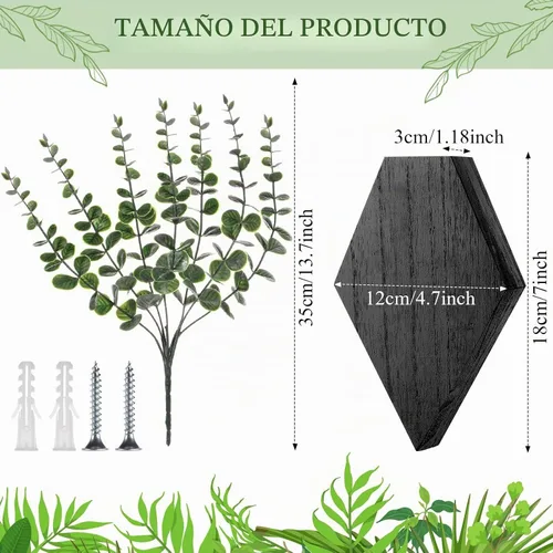 Vista 2 de Chunful - Juego de 2 macetas de madera para pared, color negro, 7.1 x 4.7 x 1.2 pulgadas