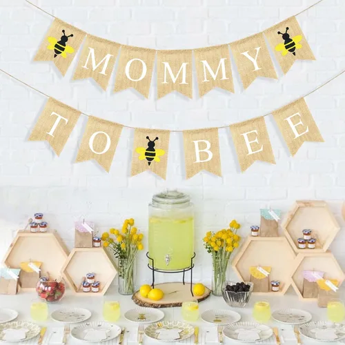 Vista 4 de VILIFEVER Cartel de mamá a abeja para baby shower, decoraciones temáticas de baby shower, decoraciones de género neutro suministros de bienvenida
