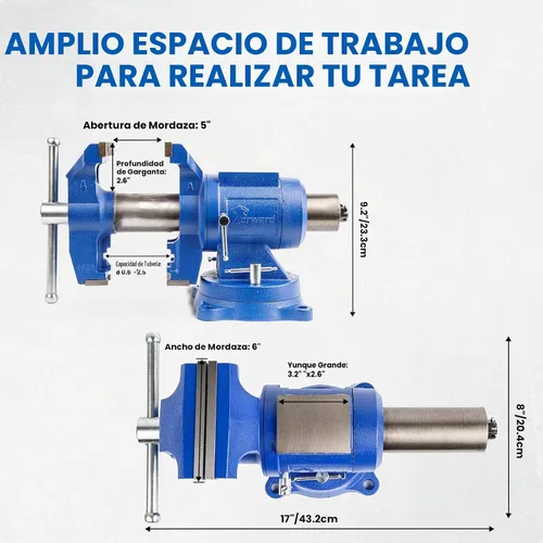 Vista 5 de Forward Tornillo de banco resistente de 6 pulgadas DT150B con base