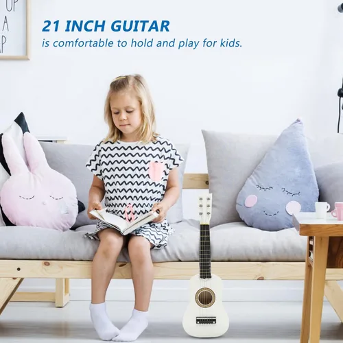 Vista 5 de Ciieeo 14ZI1812MUUIS1,21.1*6.9*2.4 in - 21 guitarras acústicas pequeñas, guitarra acústica clásica con cuerda de púa para principiantes, niños