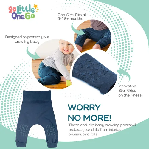 Vista 6 de Pantalones Harem antideslizantes para bebé, unisex 6-15 meses, azul marino