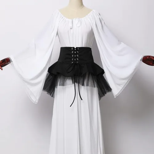 Vista 2 de Steampunk - Faldas de tul para mujer, cinturón de cintura con volantes, corsé pirata, disfraces